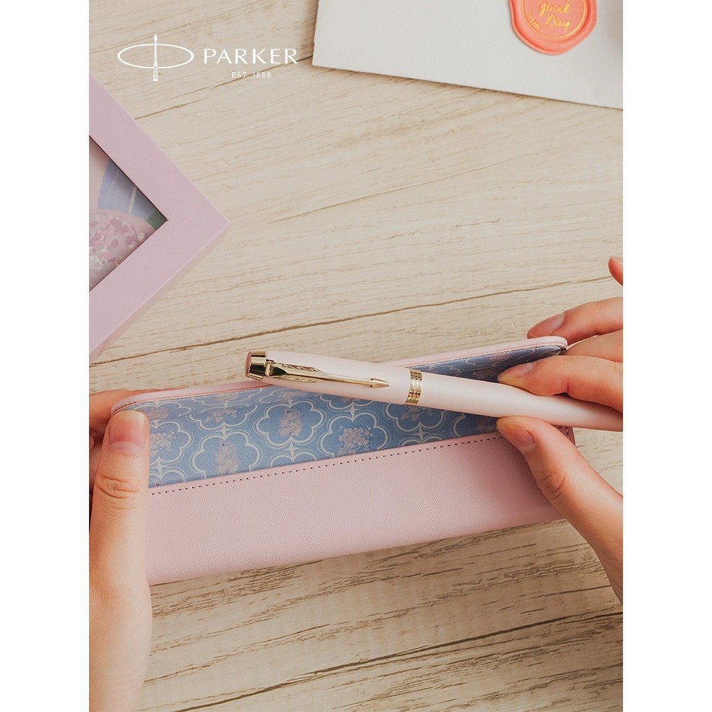 IM Pink Fantasy Gold Trim Pearl Pen + Hydrangea Floral Gift Box